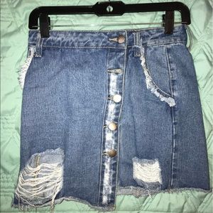 Forever 21 Jean Ripped Skirt